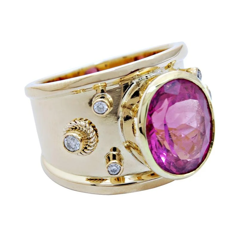 Ladies rings for beach days -Ring-Rubellite and Diamond  (1745T)