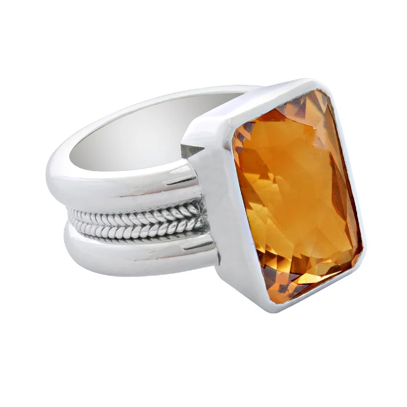 Ladies rings with obsidian -Ring-Citrine  (5JS)