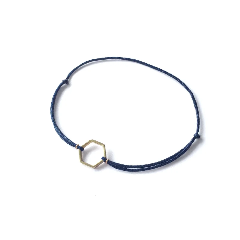 ladies-gemstone-cuff-bracelets-Hexagon Brass Bracelet | Navy