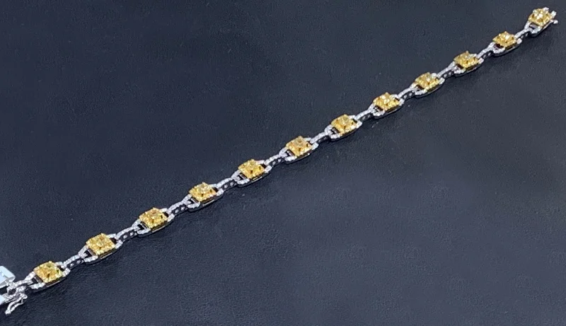 ladies-handmade-rose-gold-bracelets-14k Gold Yellow Diamond Bracelet