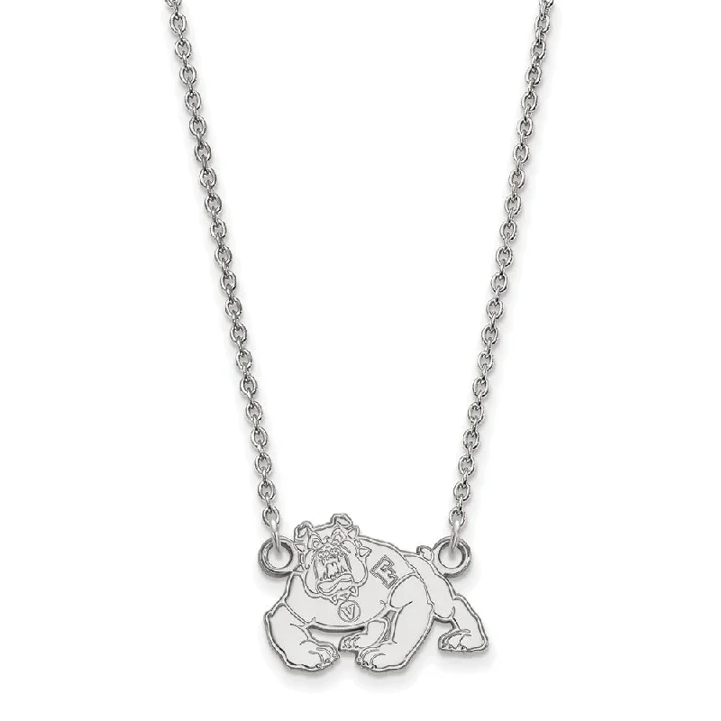 ladies-elegant-heart-necklaces-Sterling Silver California State Fresno Small Mascot Pendant Necklace