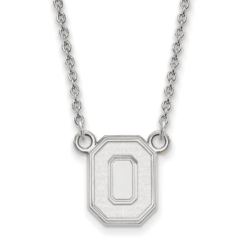 ladies-long-pearl-necklaces-Sterling Silver Ohio State Small Pendant Necklace