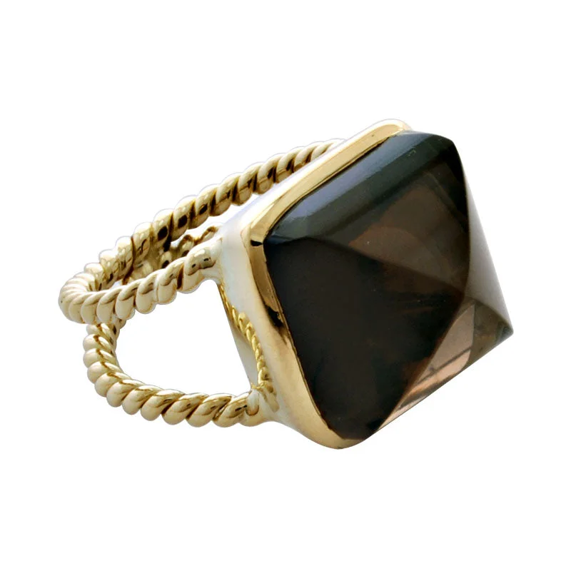 Ladies rings trendy fashion -Ring-Smokey Quartz