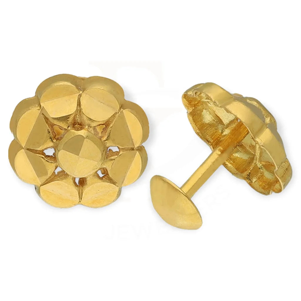 ladies-sterling-silver-necklaces-Gold Flower Shaped Second Stud Earrings 18KT - FKJERN18K3145