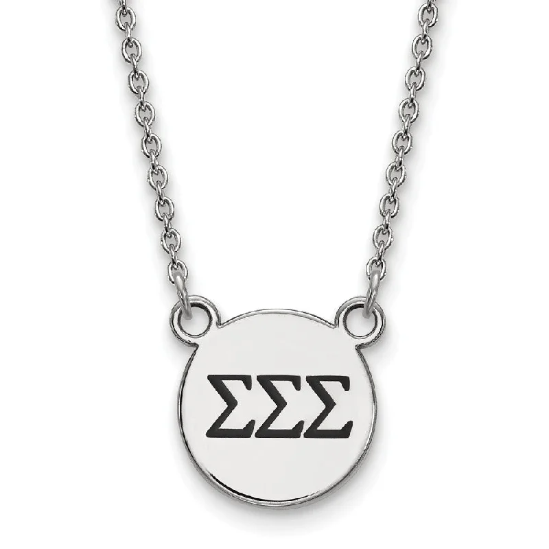 ladies-fashion-silver-necklaces-Sterling Silver Sigma Sigma Sigma Small Enamel Greek Letters Necklace