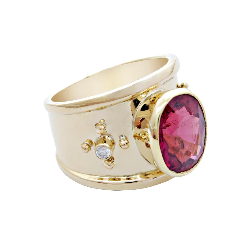 Ladies rings with moon designs -Ring-Rubellite and Diamond  (1766A)