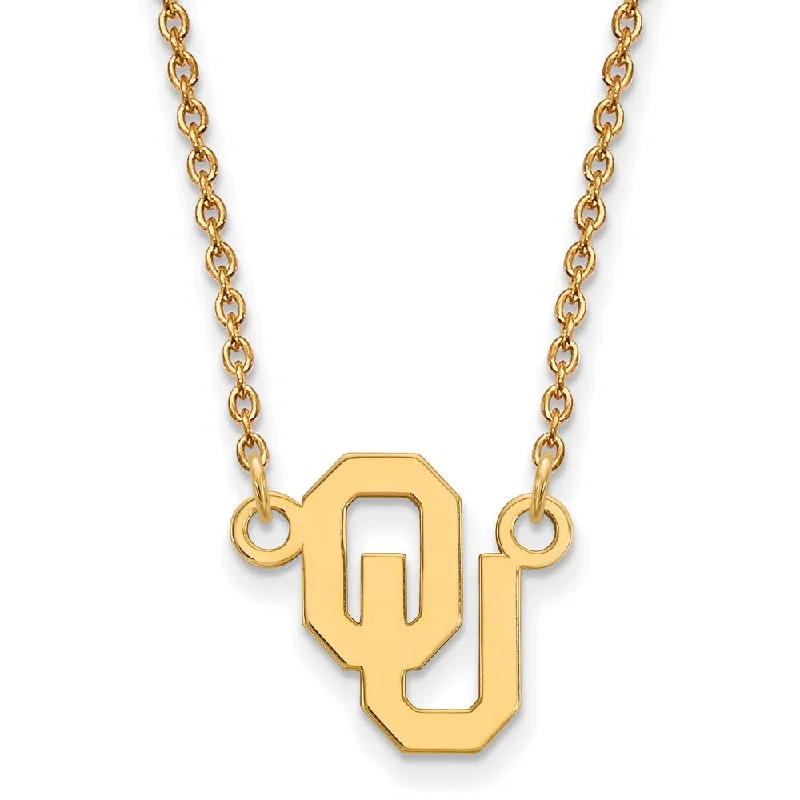 ladies-silver-diamond-necklaces-10k Yellow Gold Oklahoma OU Small Pendant Necklace