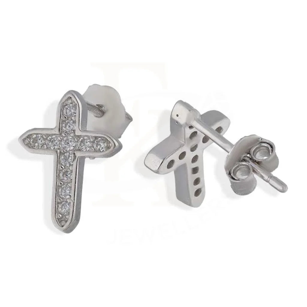 ladies-short-rose-gold-necklaces-Sterling Silver 925 Cross Stud Earrings - FKJERNSL2930